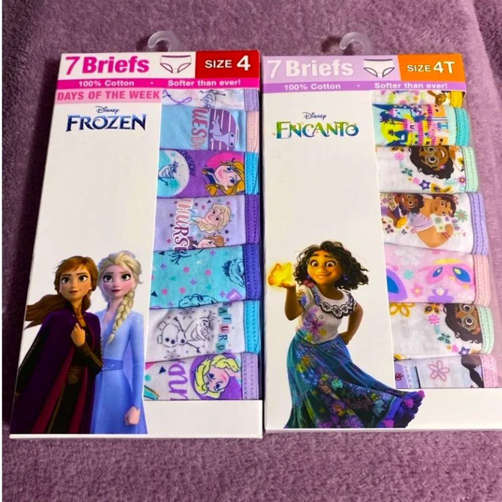 Girls Encanto & Frozen (2) 7 Pack Character Underwear, Size 4